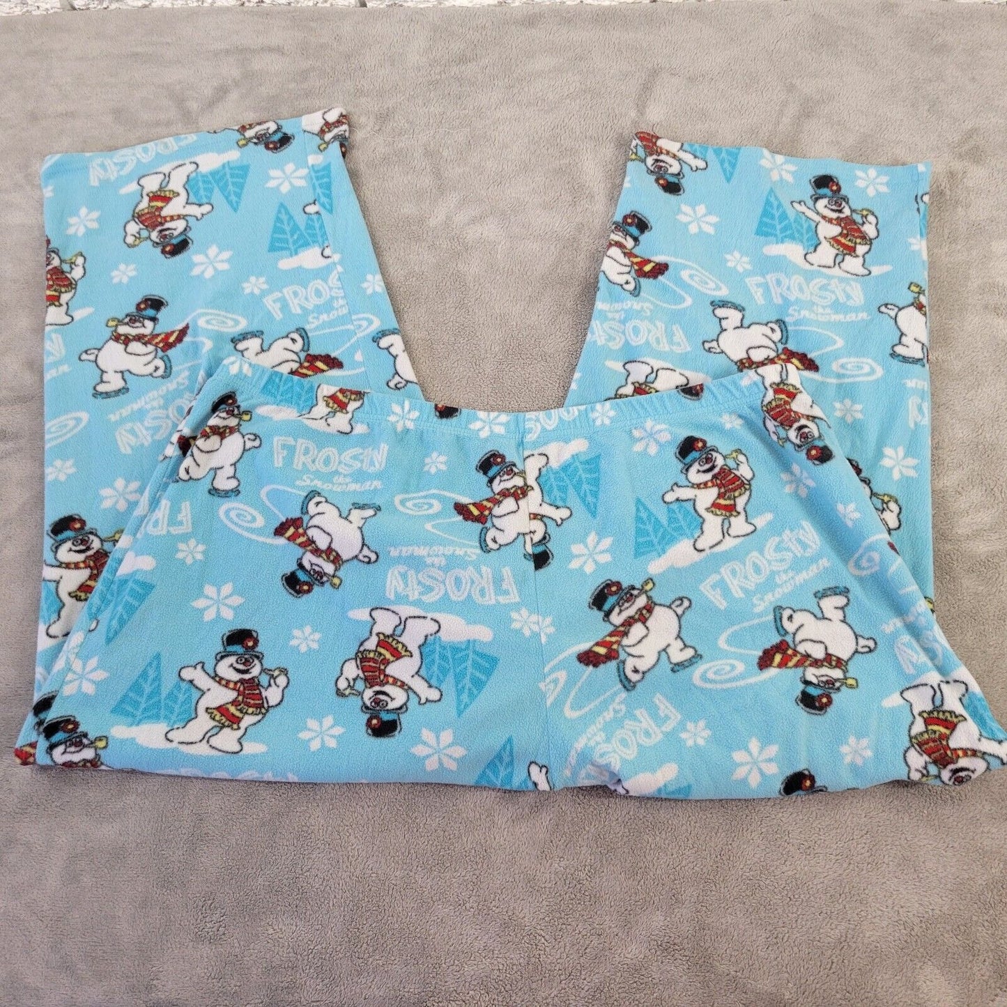 Frosty Snowman Women Pajama Pants 2X Capri Blue Polyester Lightweight Loungewear