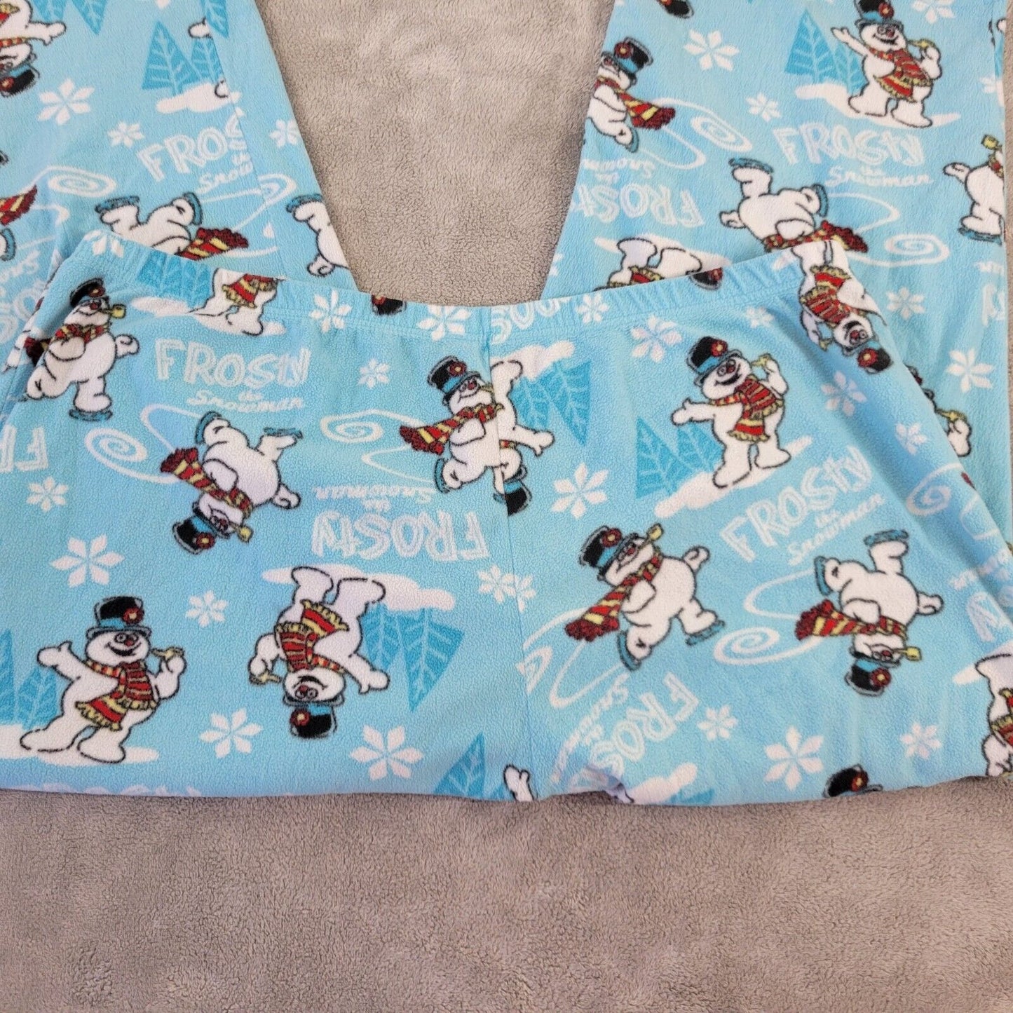 Frosty Snowman Women Pajama Pants 2X Capri Blue Polyester Lightweight Loungewear