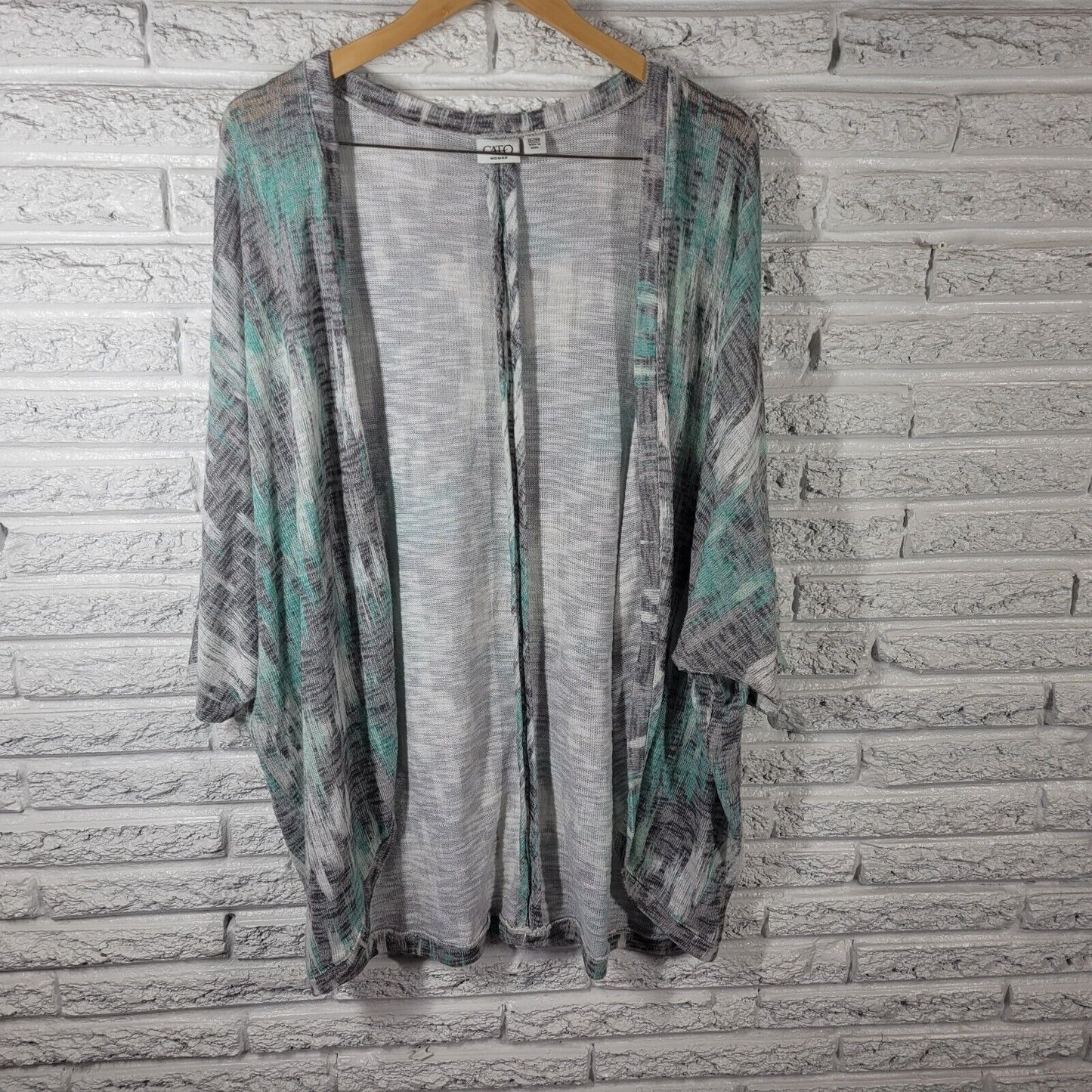 Cato Womens Sweater 26W 28W Plus Cardigan Open Knit Lightweight Blue Watercolor