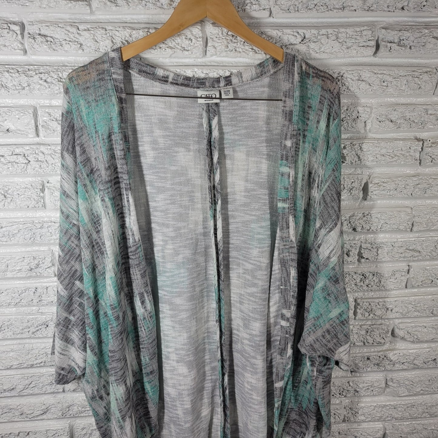 Cato Womens Sweater 26W 28W Plus Cardigan Open Knit Lightweight Blue Watercolor