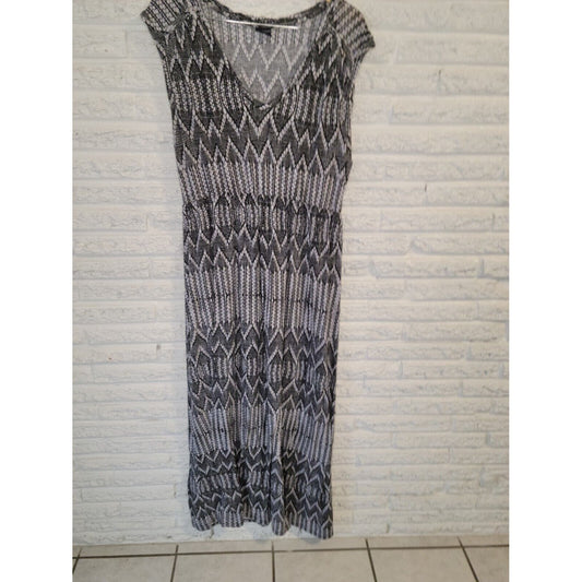 Faded Glory Womens Dress Extra Large XL Sheath Maxi Sleeveless Geometric Black