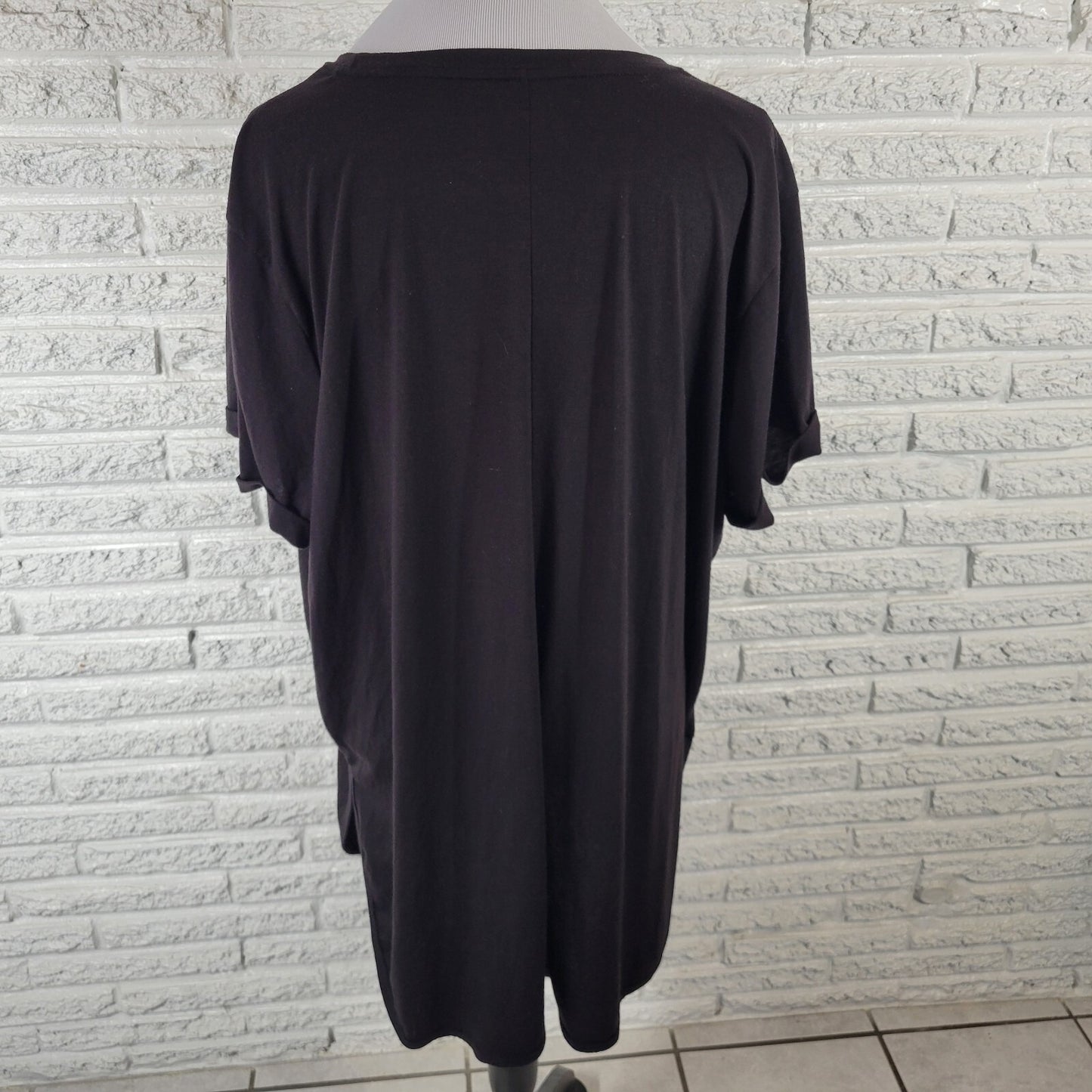 Tek Gear Womens Top 2X Plus Tee On the Go Short Sleeve Black Lightweight Casual