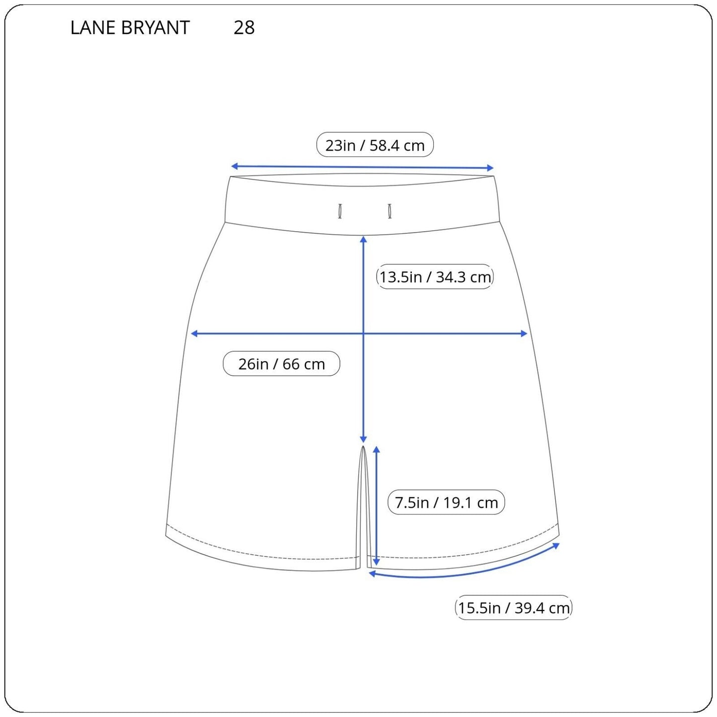 Lane Bryant Womens Shorts 28 Plus Blue Geometric Slash Pockets Cotton Blend