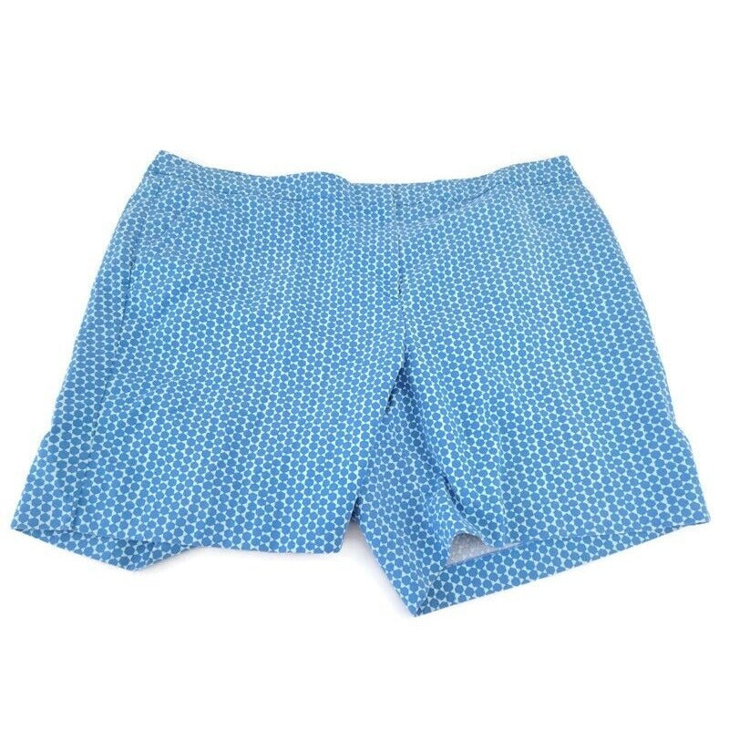 Lane Bryant Womens Shorts 28 Plus Blue Geometric Slash Pockets Cotton Blend