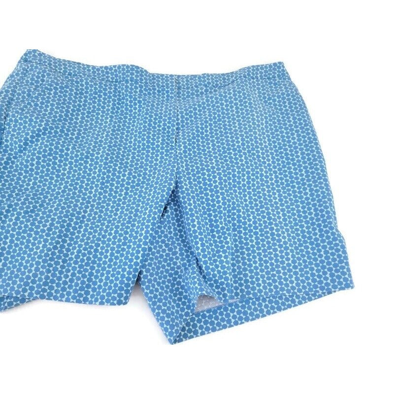 Lane Bryant Womens Shorts 28 Plus Blue Geometric Slash Pockets Cotton Blend