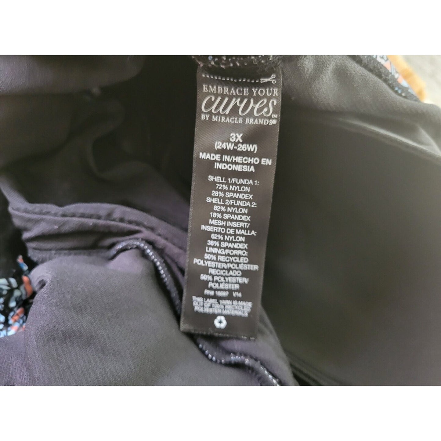 Miracle Brand Embrace Curves Womens Swimsuit 3X One Piece One Shoulder Bra Blue