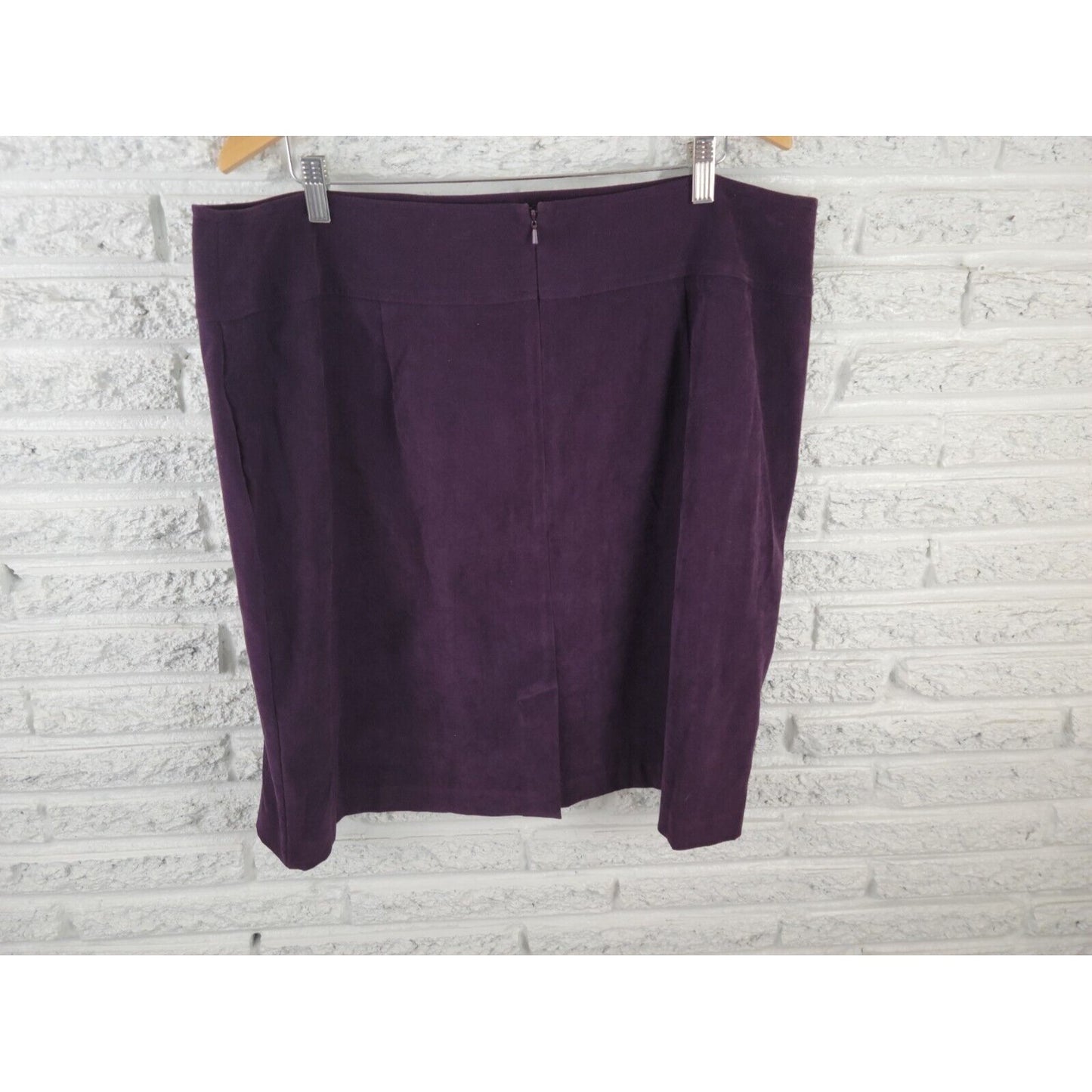 Avenue Womens Skirt 20 Mini Pencil Straight Velour Slit Purple Office Casual