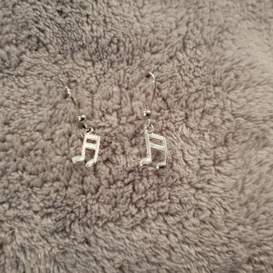 Music Notes #3 Womens Earrings One Pair Music Silver Tone Alloy Band Orchestra