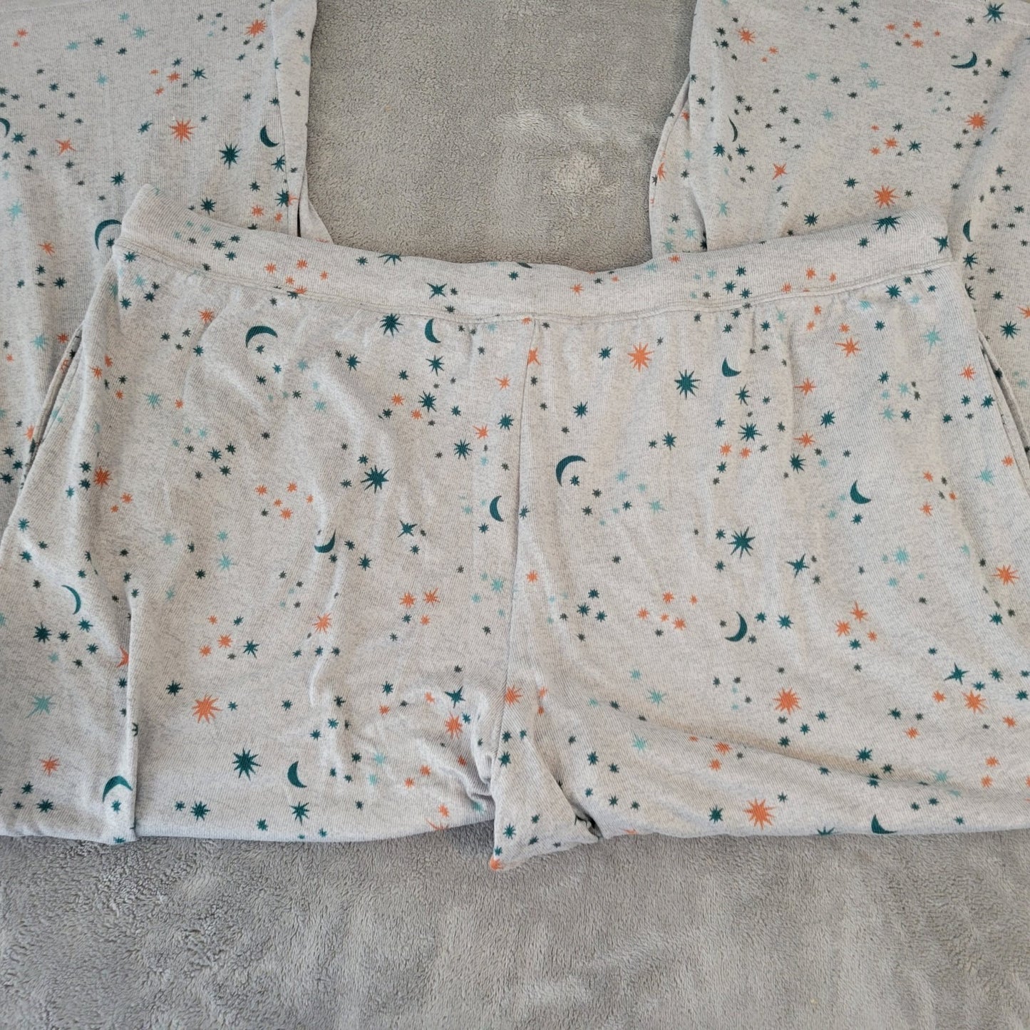 Joyspun Womens Pajama Pants 2X Plus Comfy Gray Moons Stars Loungewear Drawstring