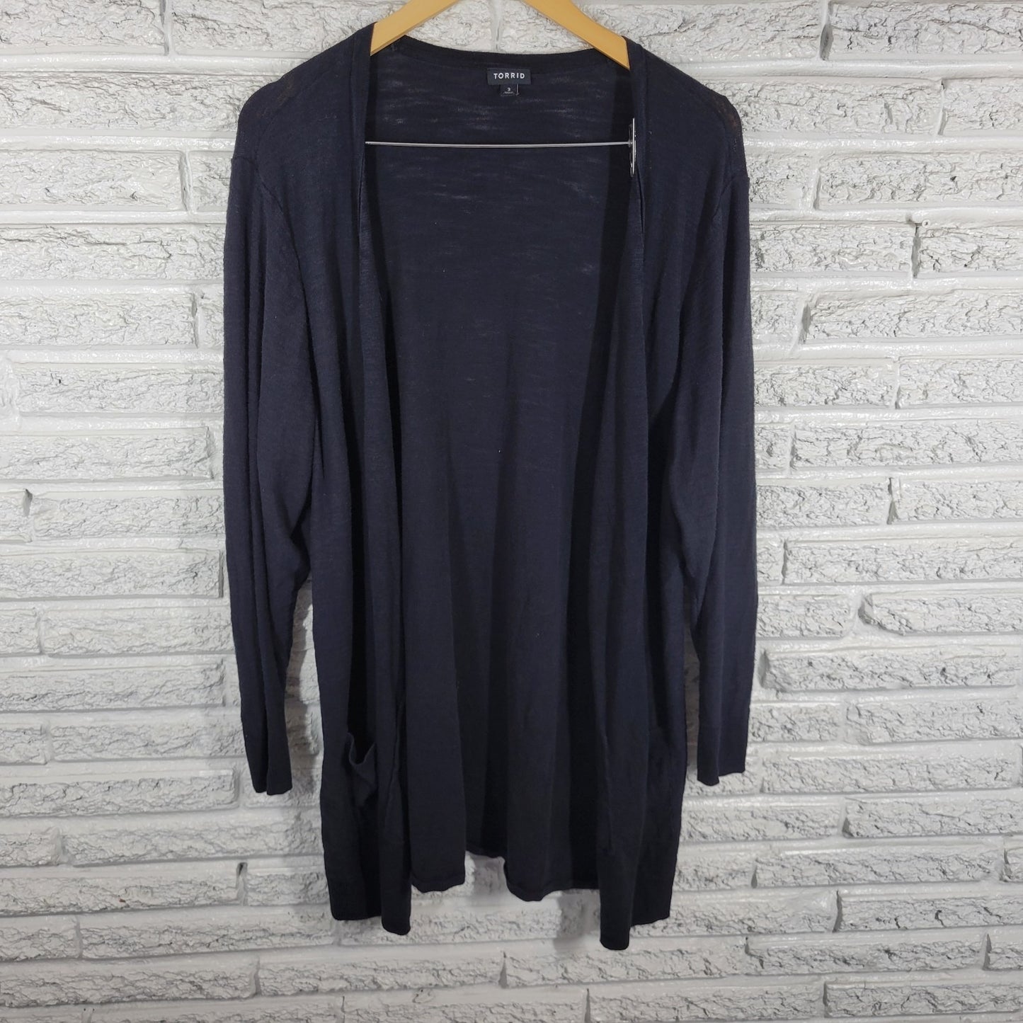 Torrid Womens Sweater 3 3X Plus Cardigan Open Black Lightweight Pockets Office