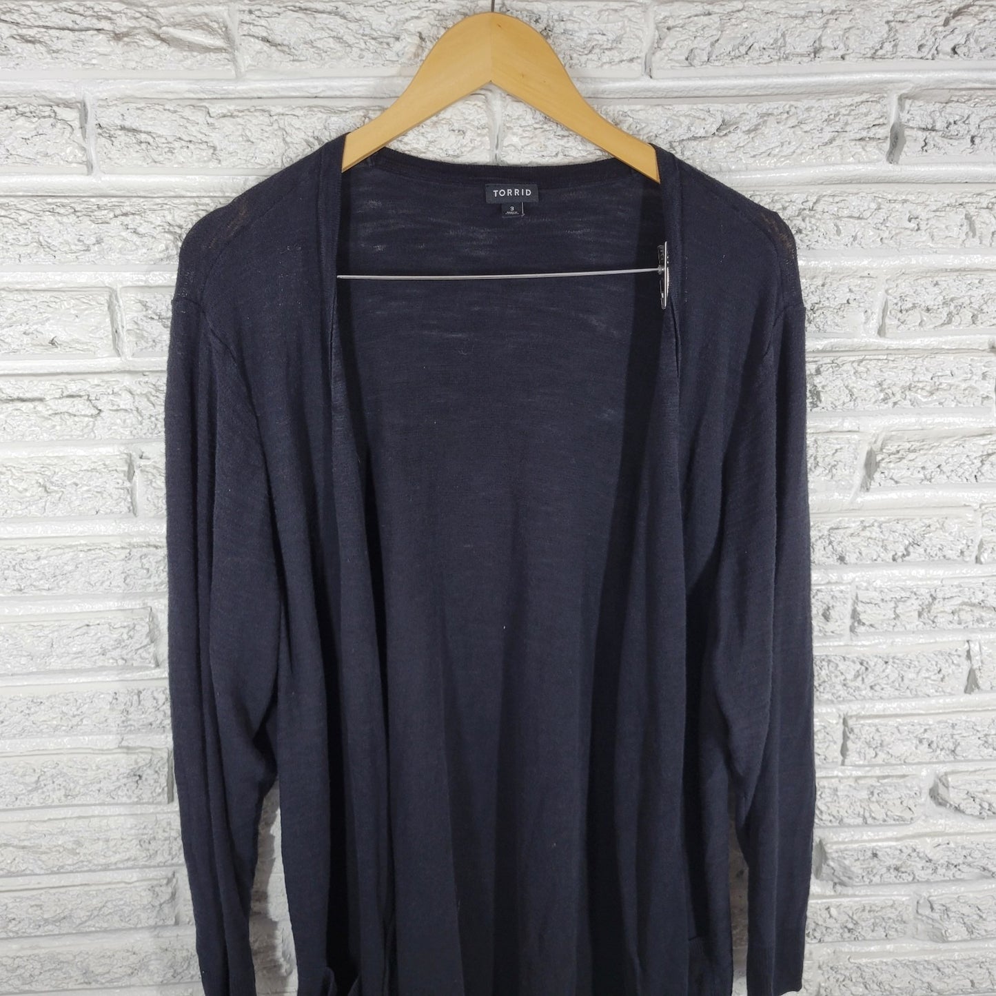 Torrid Womens Sweater 3 3X Plus Cardigan Open Black Lightweight Pockets Office