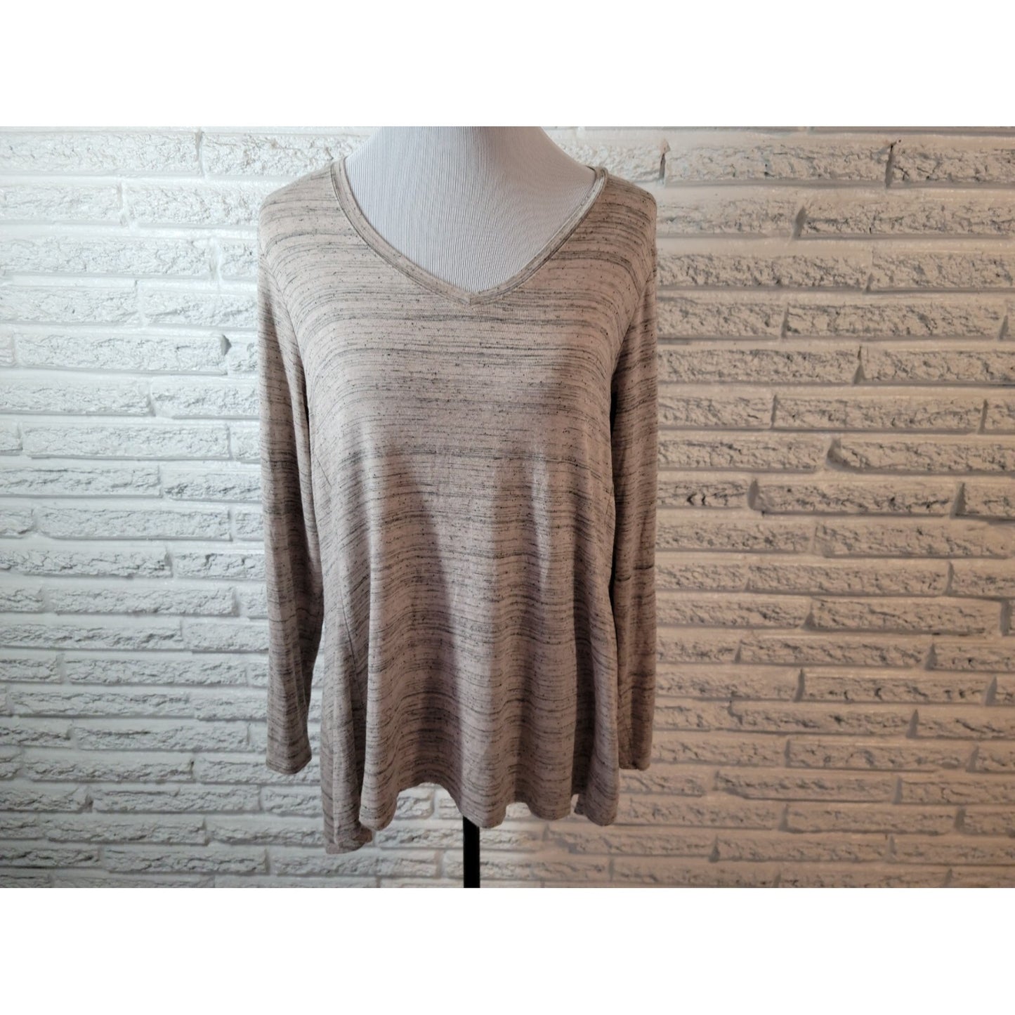 Apt 9 Womens Top 0X Plus Tunic Long Sleeve Gray Heather Knit Asymmetric Casual