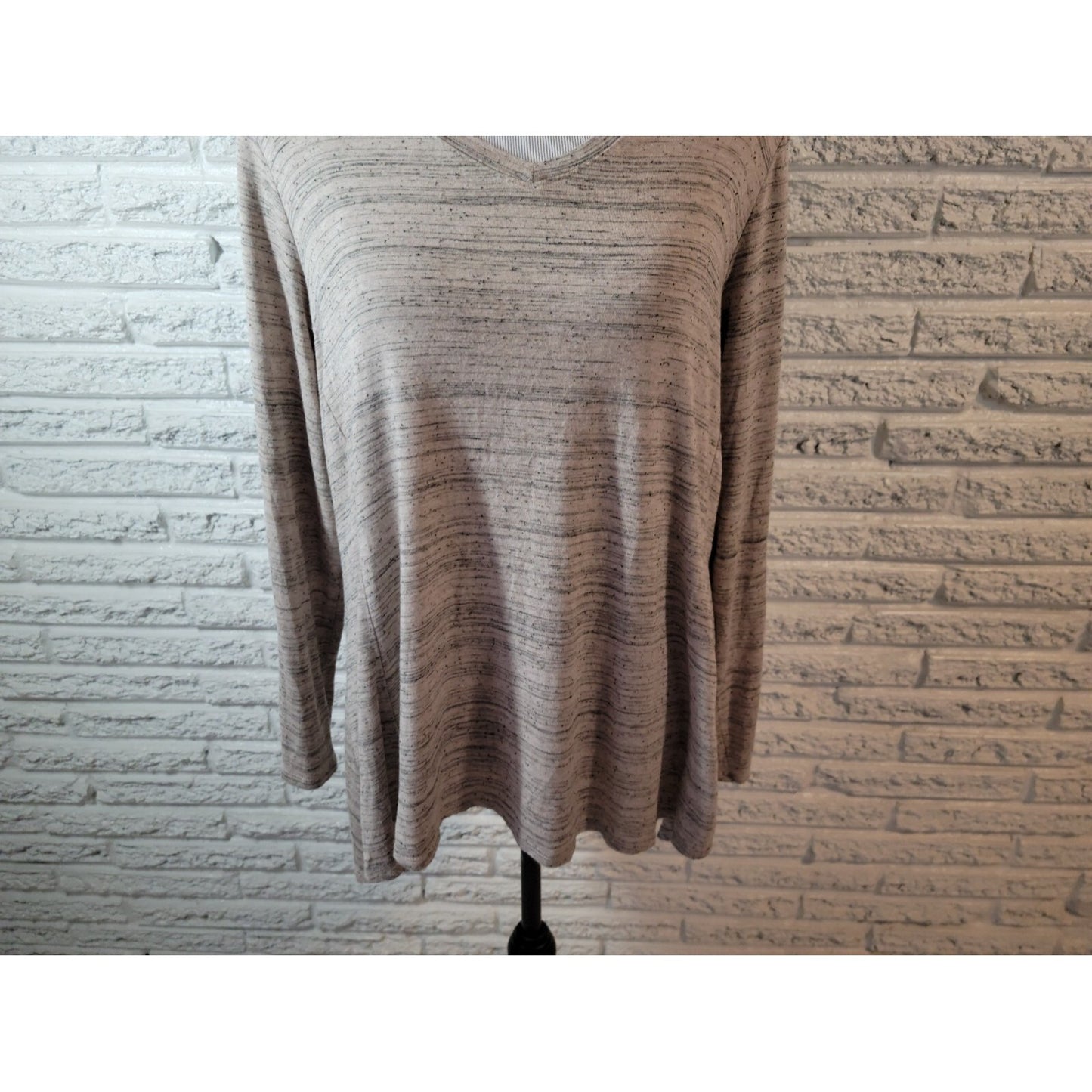 Apt 9 Womens Top 0X Plus Tunic Long Sleeve Gray Heather Knit Asymmetric Casual