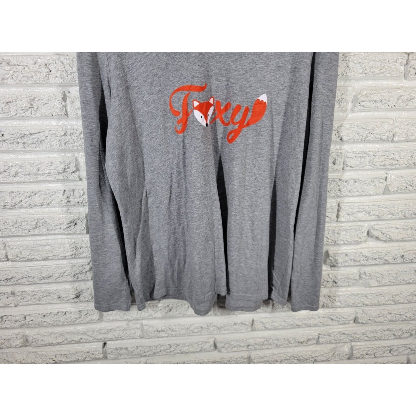 Secret Treasures Womens Top XL Tee Pajama Gray Fox Foxy Loungewear Stretchy
