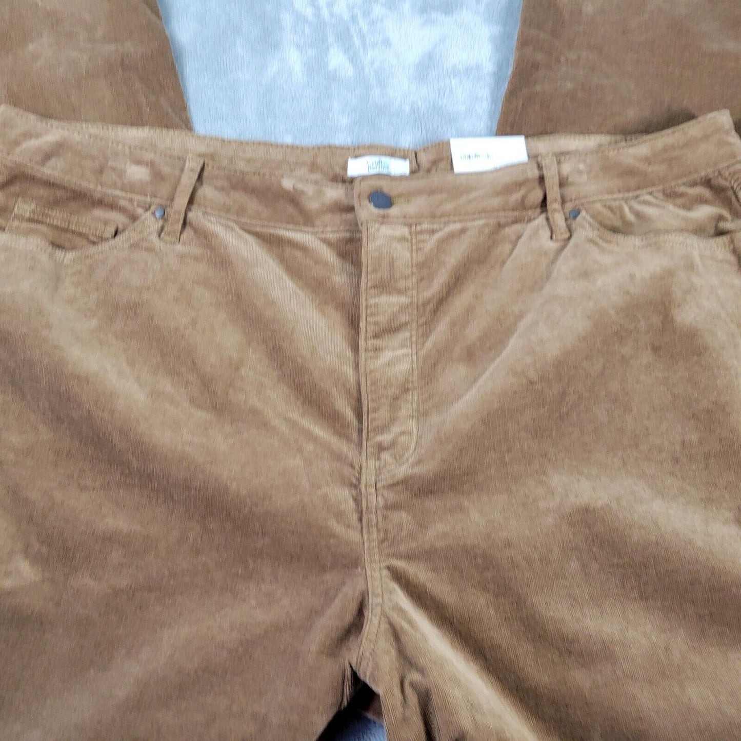 Croft Barrow Womens Pants 22W Plus Corduroy Brown Straight Leg Zip Fly Comfy