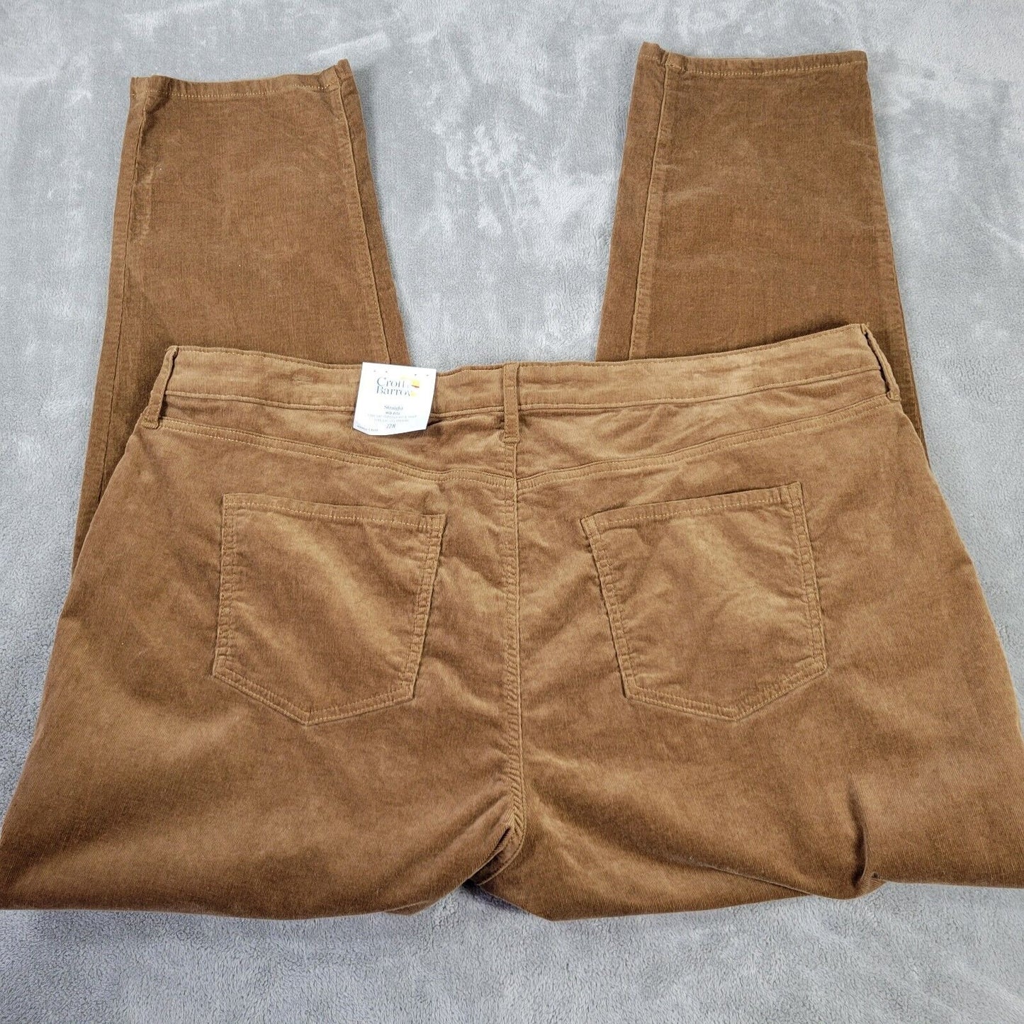 Croft Barrow Womens Pants 22W Plus Corduroy Brown Straight Leg Zip Fly Comfy