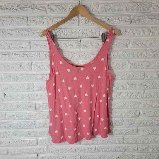 Valentines Day Torrid Womens Top 0 0X Plus Tank Lightweight Pink White Hearts
