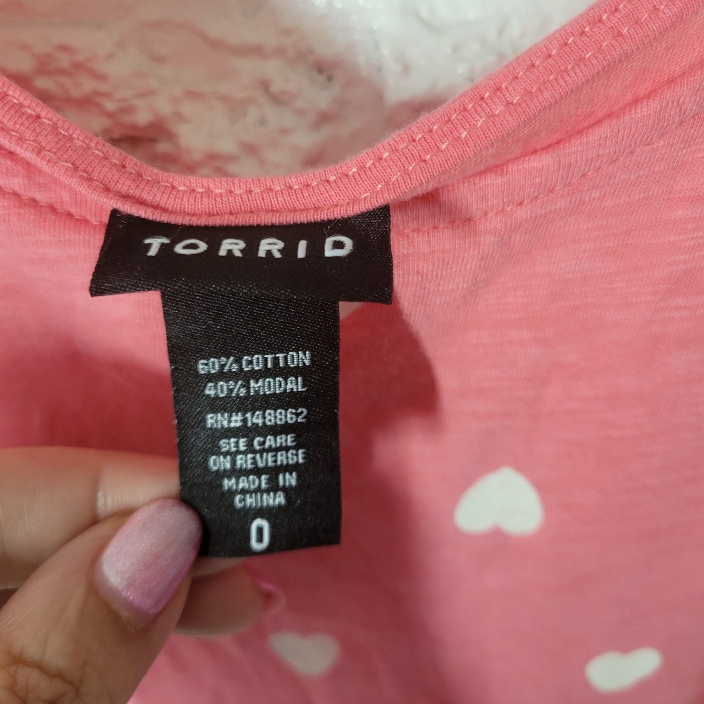 Valentines Day Torrid Womens Top 0 0X Plus Tank Lightweight Pink White Hearts