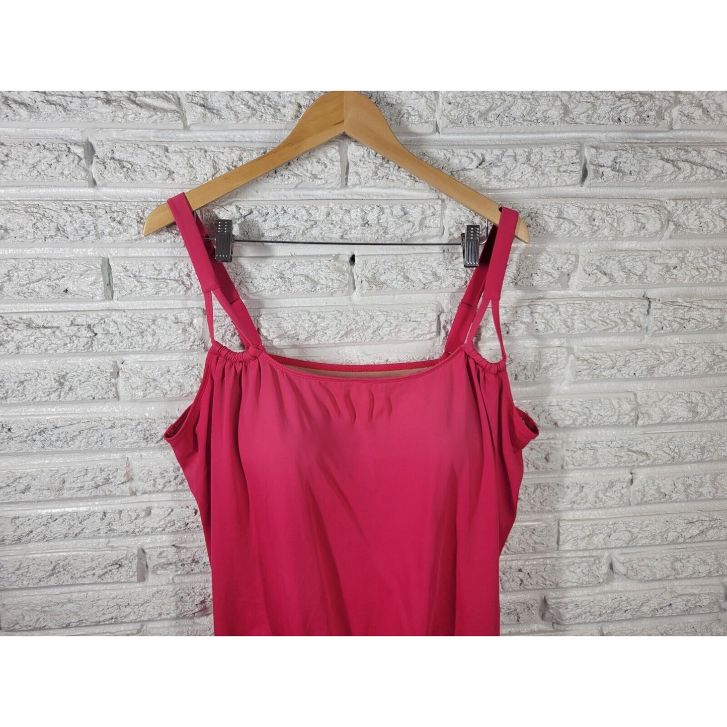 Swimsuits for All Women Swim Top 22 Adjustable Spaghetti Strap Built in Bra Pink