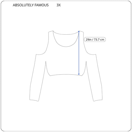 Absolutely Famous Womens Top 3X Plus 3/4 Sleeve Open Back Tan Cold Shoulder