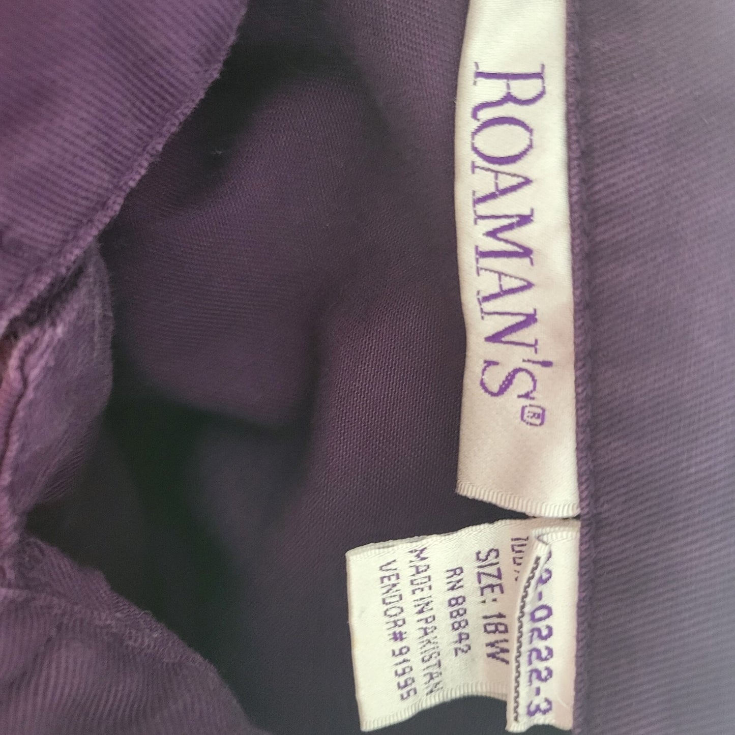 Roamans Womens Jacket 18W Plus Button Up Purple Denim Pockets Adjustable Waist