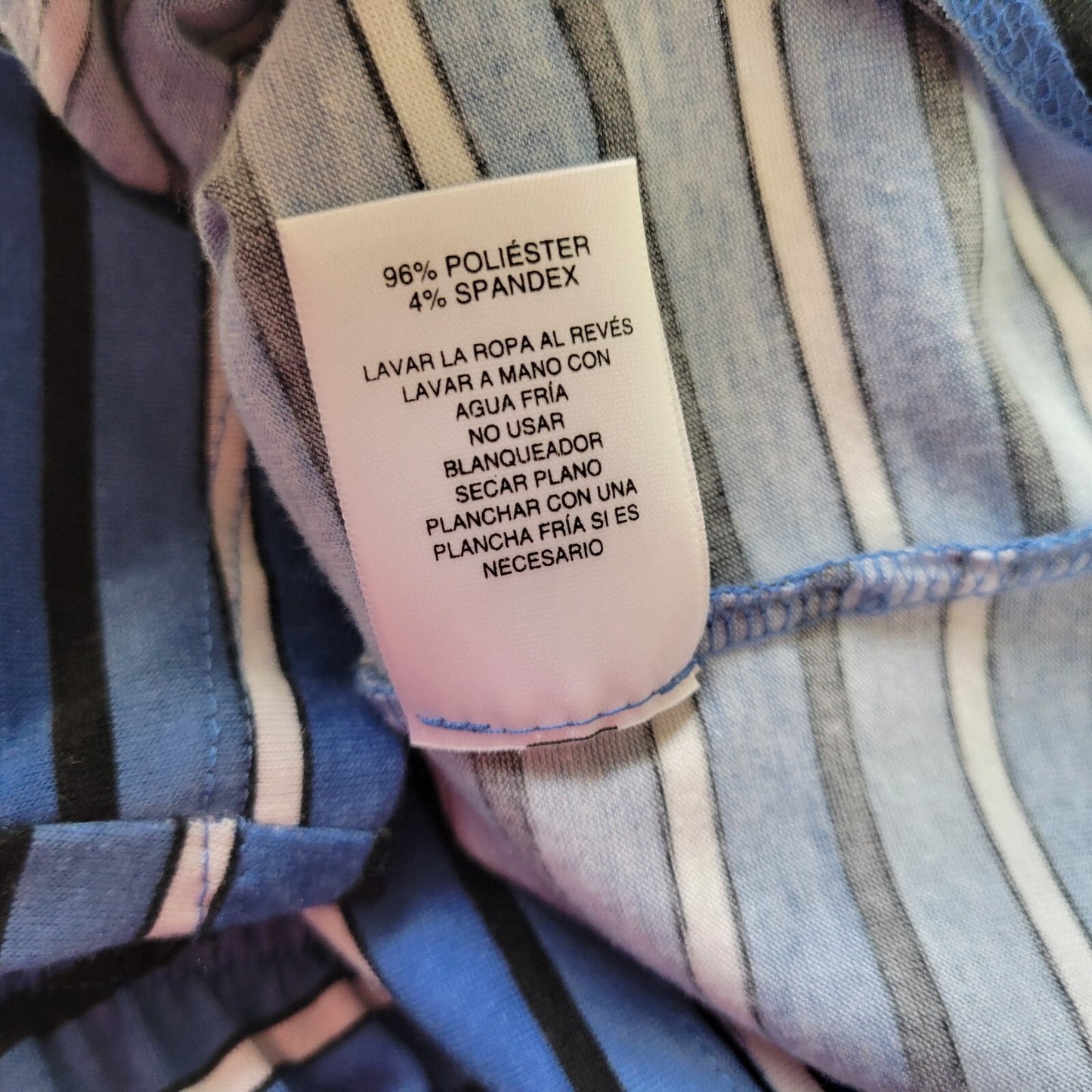 Valerie Stevens Women Top XL 3/4 Sleeve Quarter Zip Poly Blend Blue White Stripe