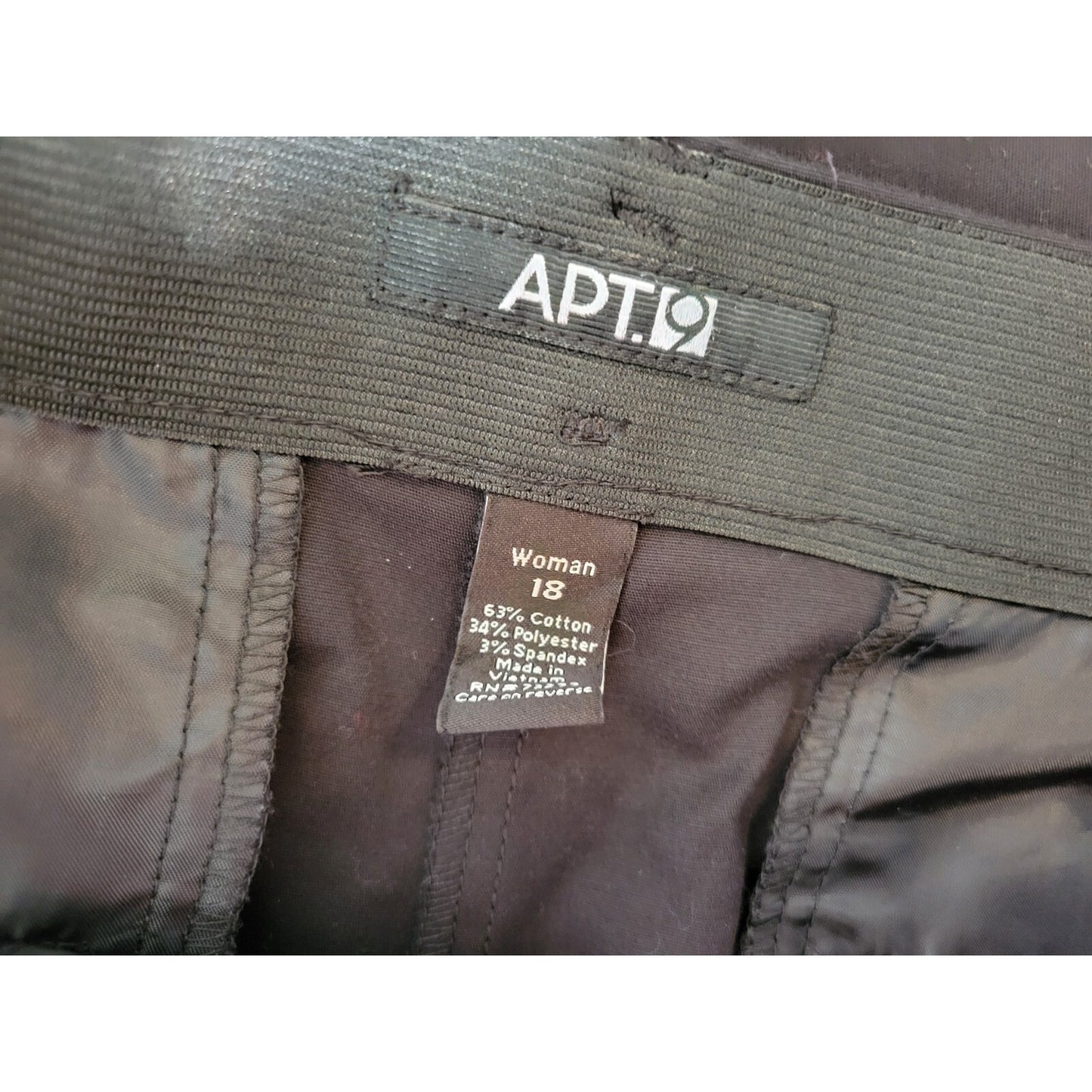 Apt 9 Womens Pants 18 Plus Capri Black Zip Fly Cotton Blend Office Casual