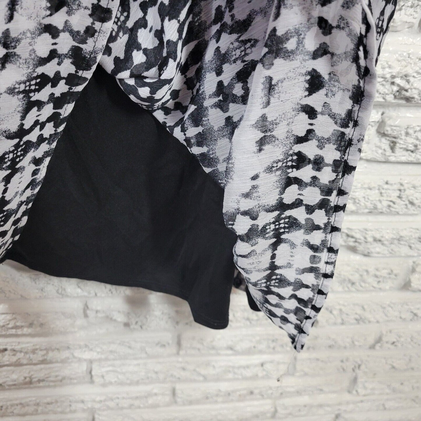 Faded Glory Womens Dress 4X Slip Sheath Adjustable Spaghetti Black Geometric