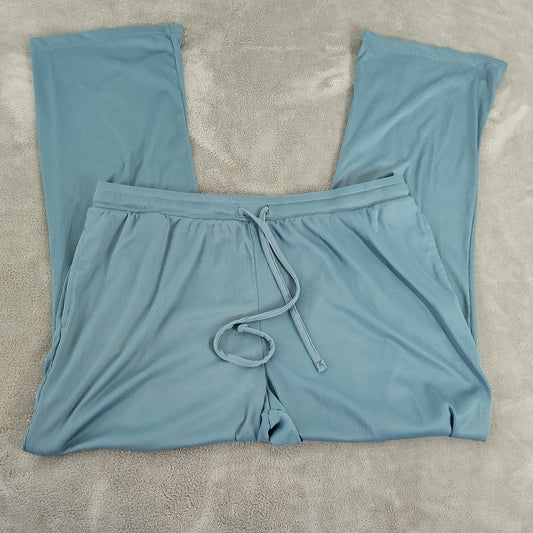 Live 2 Lounge Womens Pants Extra Large XL Pajama Pull On Blue Slinky Poly Blend