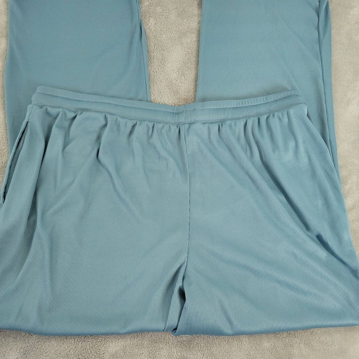 Live 2 Lounge Womens Pants Extra Large XL Pajama Pull On Blue Slinky Poly Blend