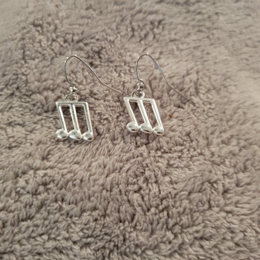 Music Notes #1 Womens Earrings One Pair Music Silver Tone Alloy Band Orchestra
