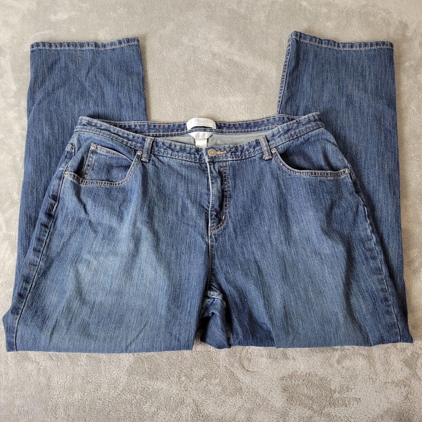 CJ Banks Womens Jeans 18W Plus Straight Leg Dark Blue Denim Zip Fly Cotton Blend
