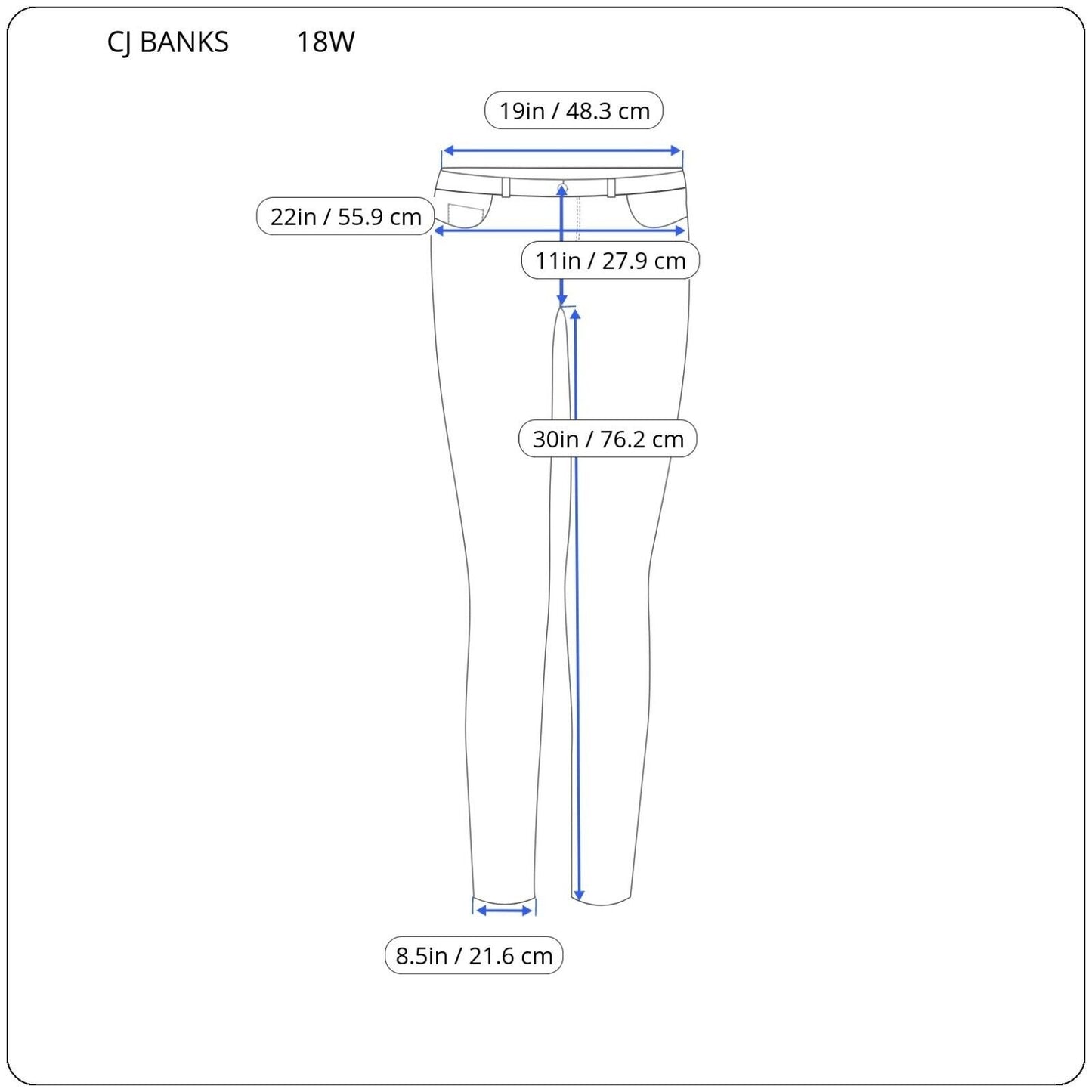 CJ Banks Womens Jeans 18W Plus Straight Leg Dark Blue Denim Zip Fly Cotton Blend