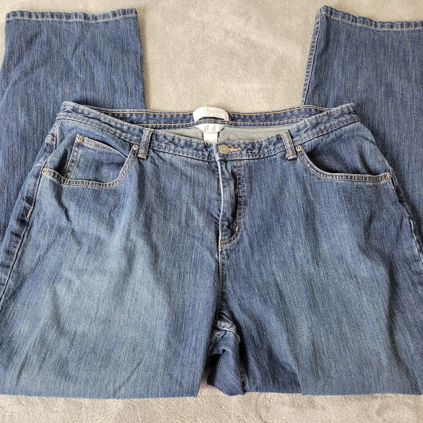 CJ Banks Womens Jeans 18W Plus Straight Leg Dark Blue Denim Zip Fly Cotton Blend