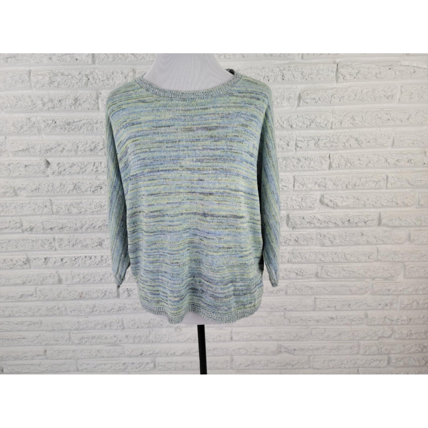 Liz Claiborne Womens Sweater Extra Large Dolman Sleeve Acrylic Casual Green Blue