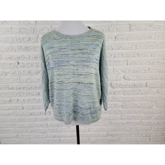 Liz Claiborne Womens Sweater Extra Large Dolman Sleeve Acrylic Casual Green Blue