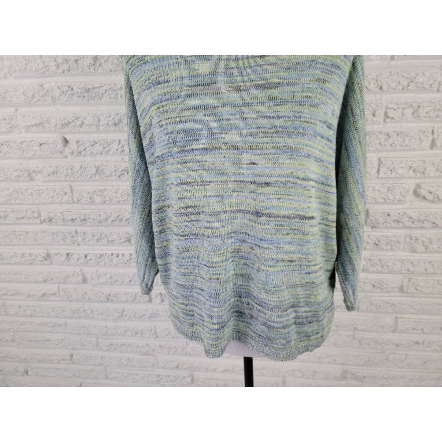 Liz Claiborne Womens Sweater Extra Large Dolman Sleeve Acrylic Casual Green Blue