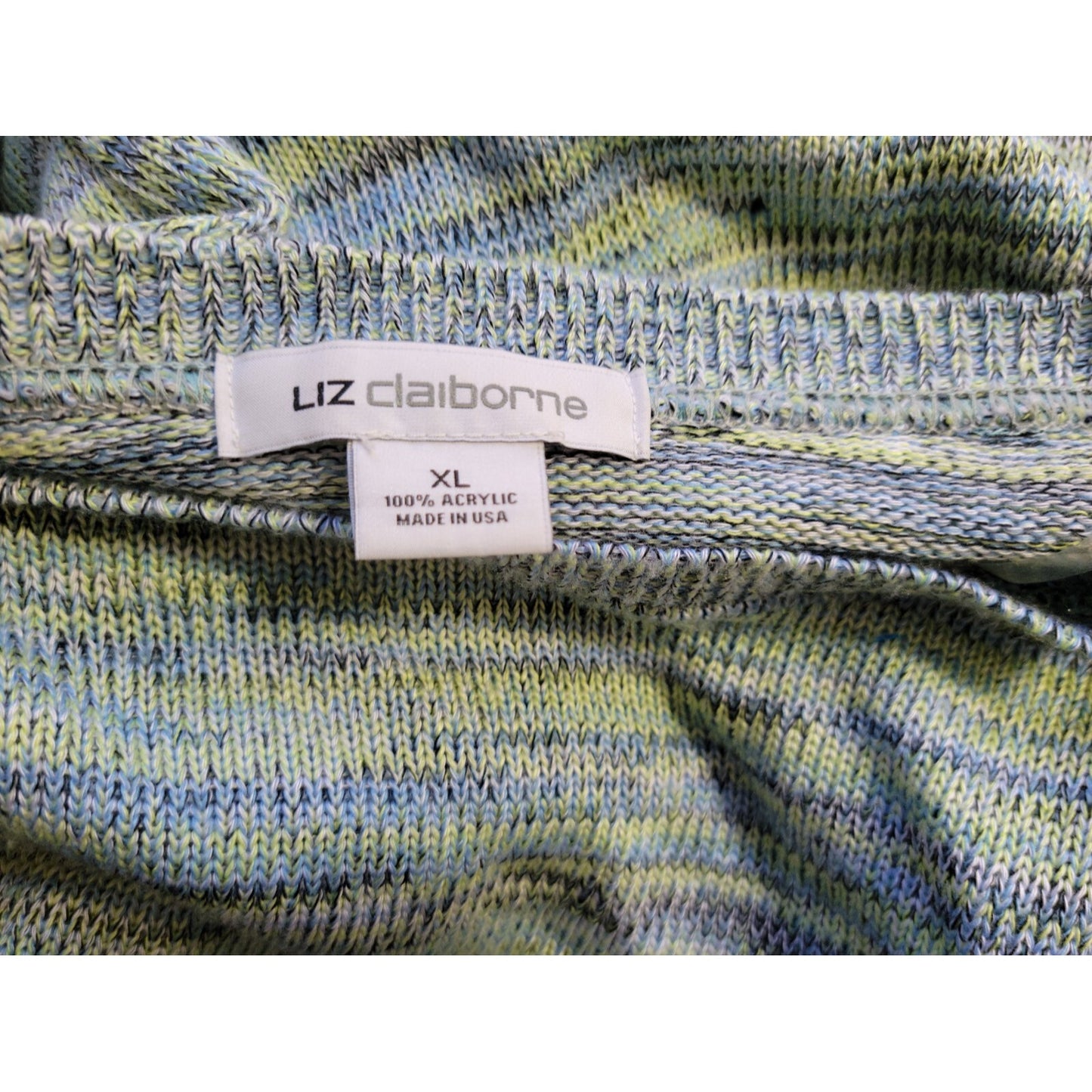 Liz Claiborne Womens Sweater Extra Large Dolman Sleeve Acrylic Casual Green Blue
