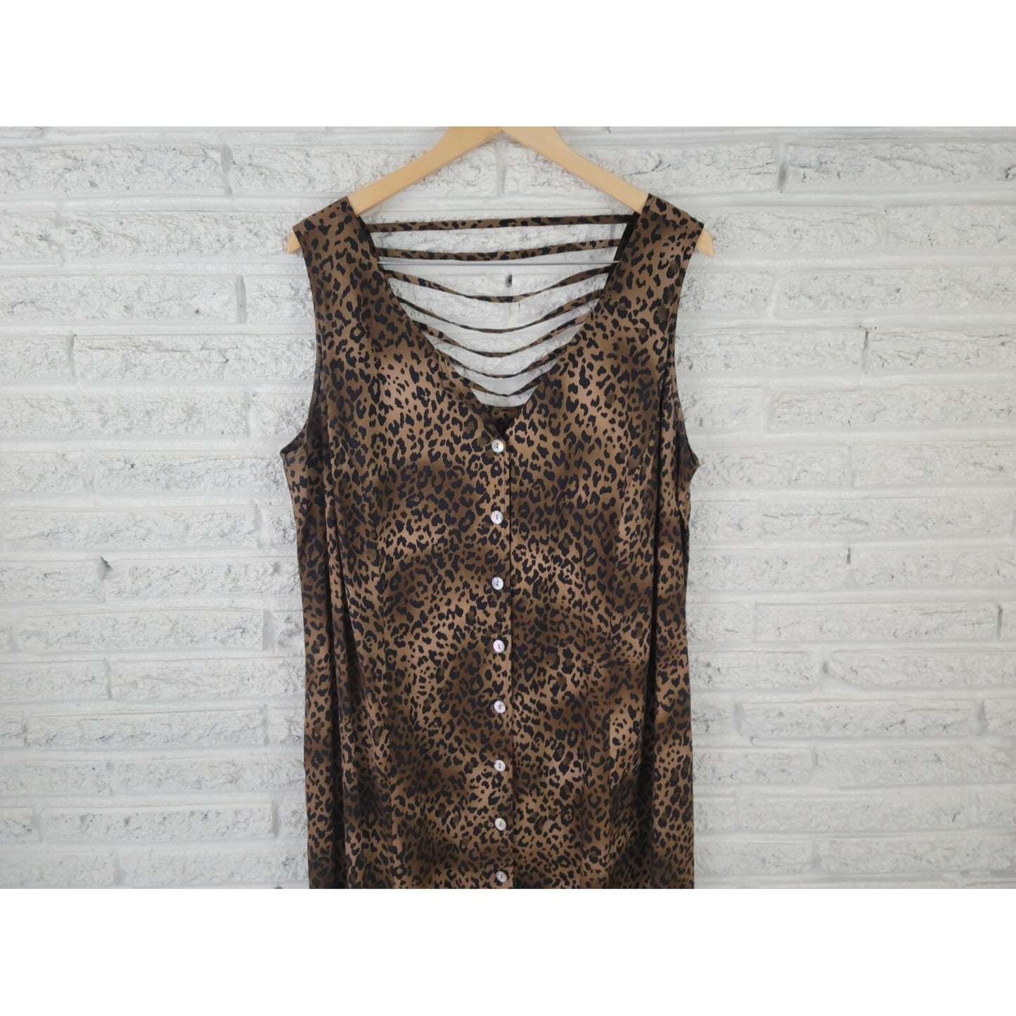 DGI Darian Womens Dress 20W Plus Shift Midi Sleeveless Brown Animal Print Office