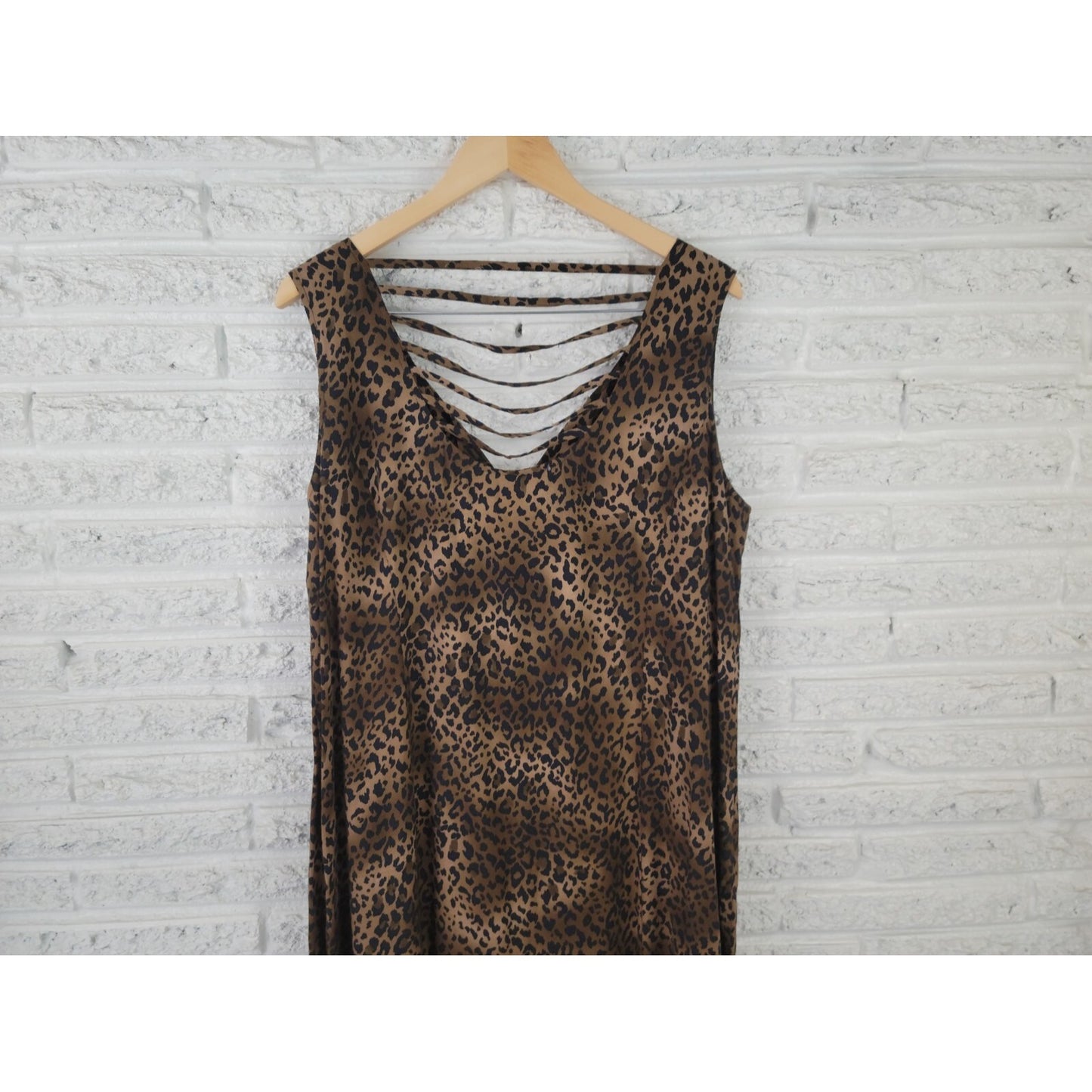 DGI Darian Womens Dress 20W Plus Shift Midi Sleeveless Brown Animal Print Office