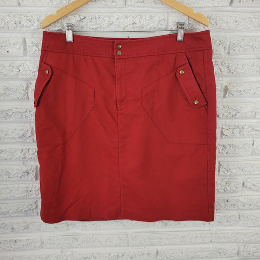Worthington Womens Skirt 18 Plus Pencil Straight Rust Red Slash Pockets Lined