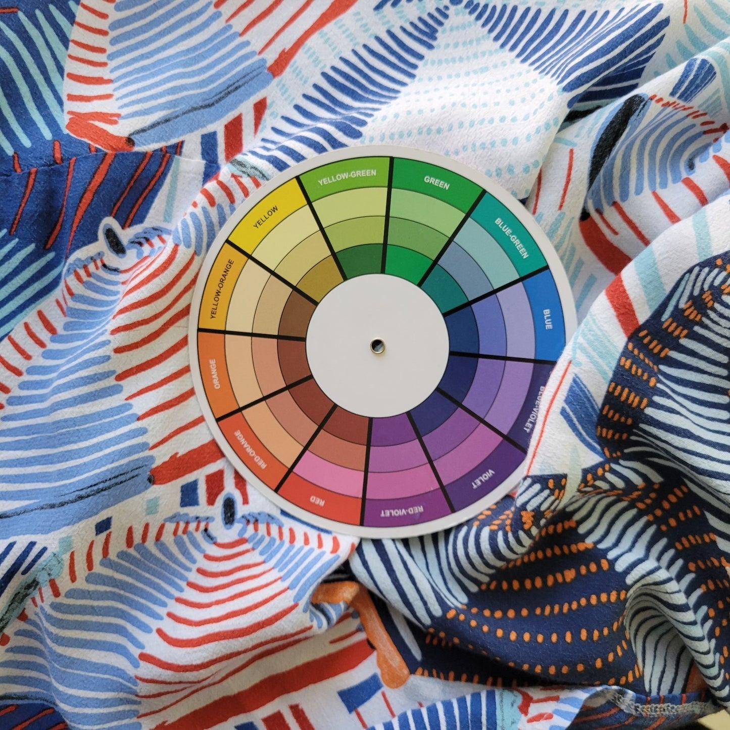 Ulla Popken Womens Top 20 22 Plus 3/4 Sleeve Blue Geometric Viscose Lightweight