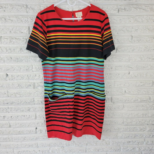 Andrea Jovine Womens Dress Extra Large XL Mini Short Sleeves Red Stripe Comfy