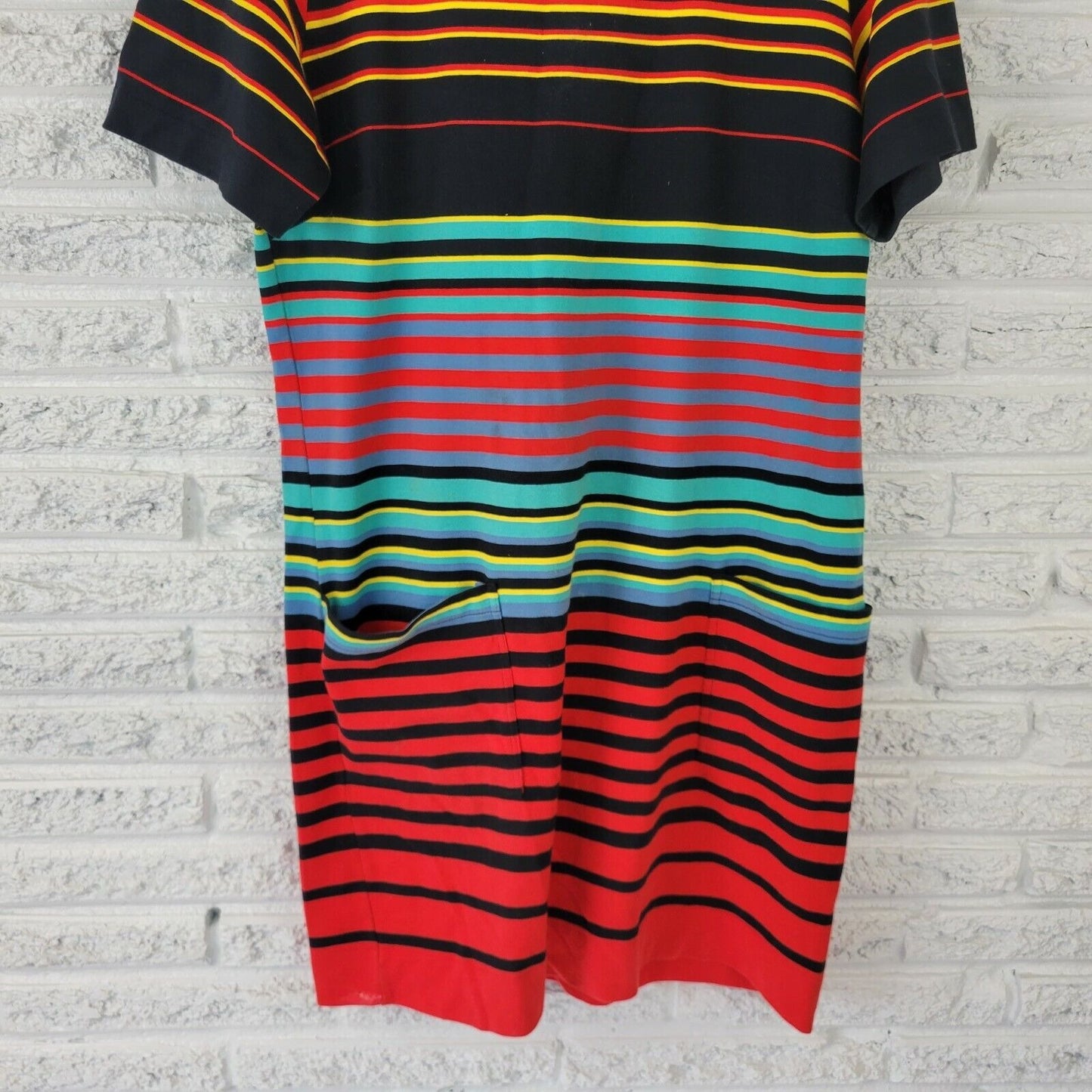 Andrea Jovine Womens Dress Extra Large XL Mini Short Sleeves Red Stripe Comfy