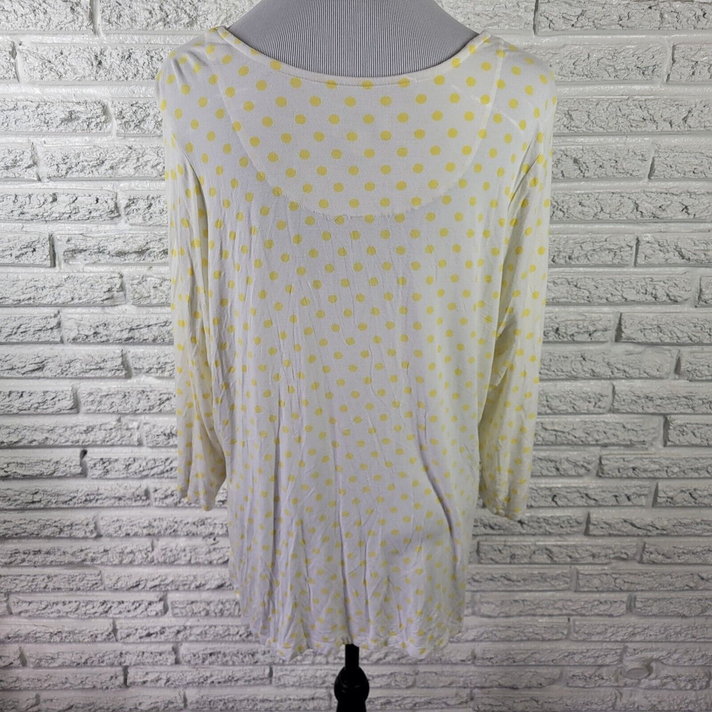 Denim Co Womens Top 1X Plus Tunic Long Sleeve Comfy Yellow Polka Dot Lightweight