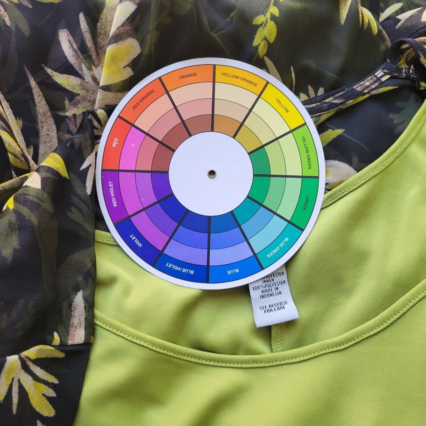 Catherines Womens Top 1X Split Sleeve with Tank Lightweight Green Floral Office