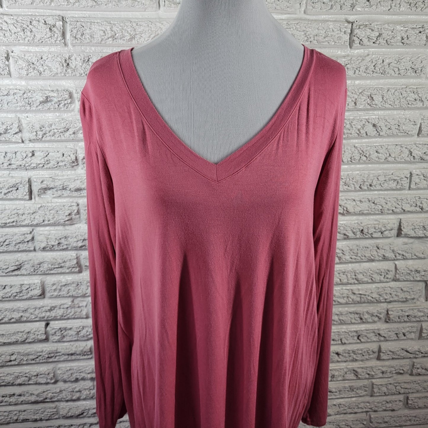 Zenana Womens Top 2X Plus Tunic Asymmetric Pink Lightweight Casual Rayon Spandex