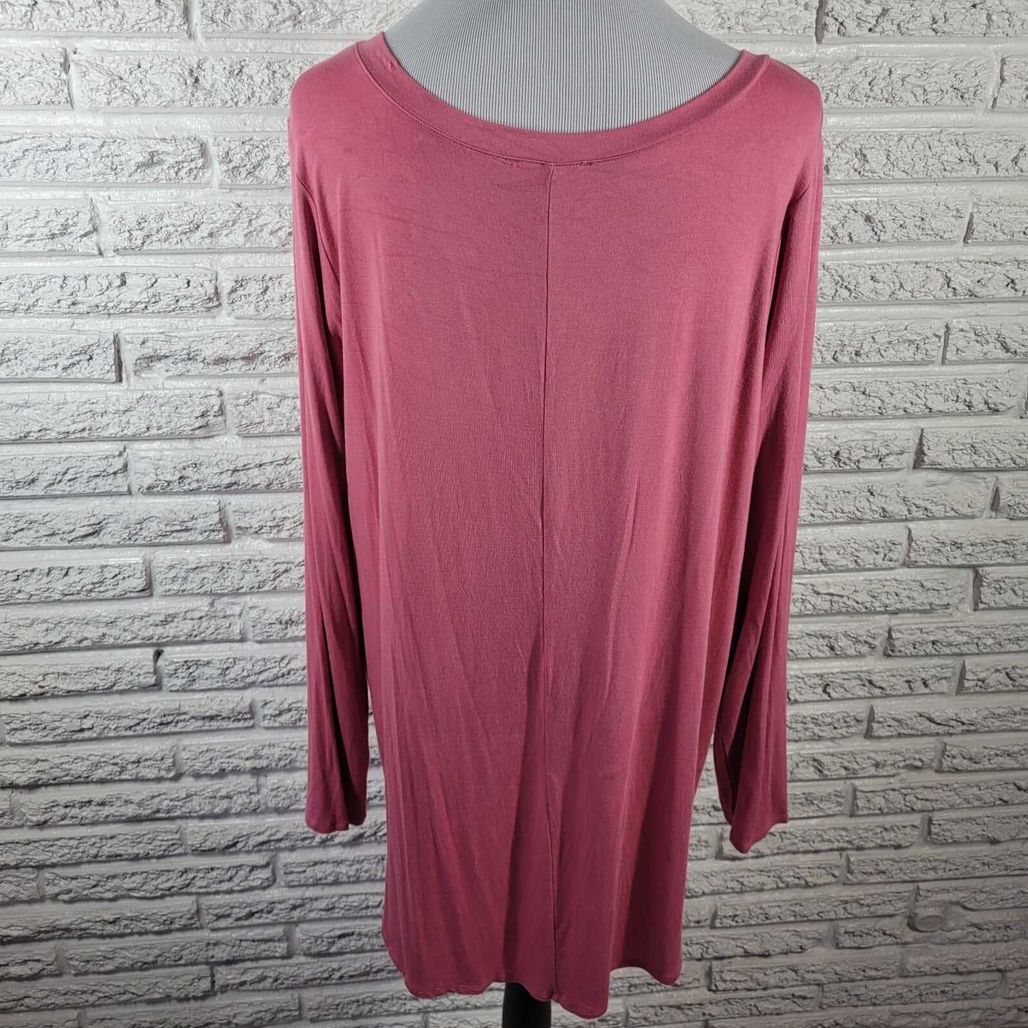 Zenana Womens Top 2X Plus Tunic Asymmetric Pink Lightweight Casual Rayon Spandex