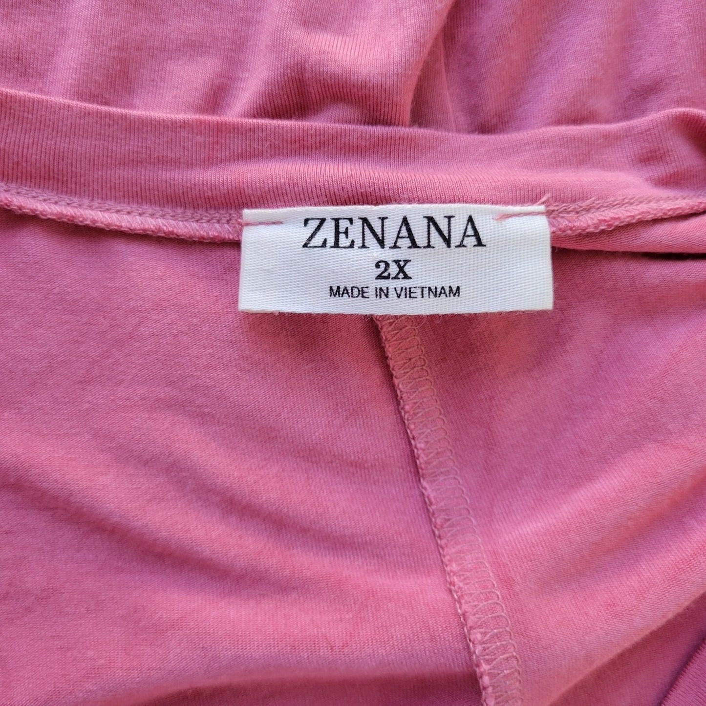 Zenana Womens Top 2X Plus Tunic Asymmetric Pink Lightweight Casual Rayon Spandex