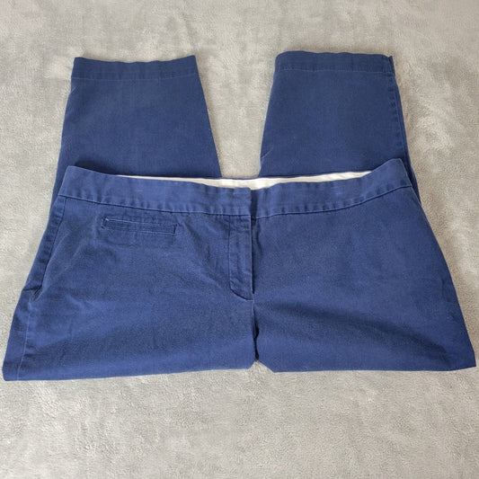 Lands End Womens Pants 18W Plus Capri Blue Zip Fly Cotton Blend Pockets Casual